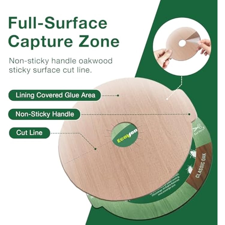 EcoVenger Bed Bug Traps & Killer 48 Ct, Super Glue Bed Bug Monitors and Interceptors, Blocks Bed Bugs' Access to Beds/Futon/Couch, Discreet Classic Oak Design for Hard Floors, Easy to Peel & Use
