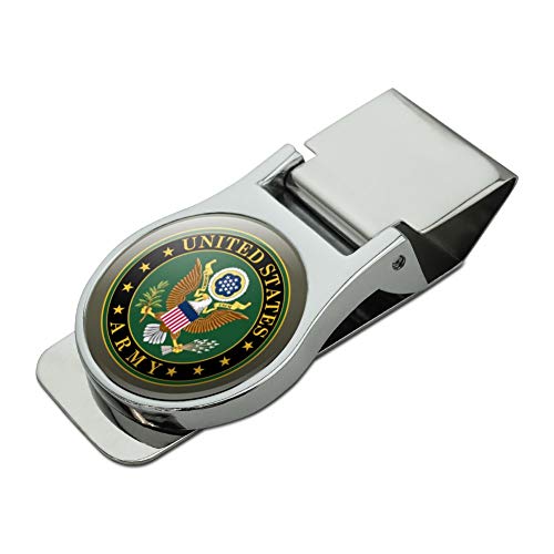 U.S. Army United States Army Eagle Logo Satin Chrome Plated Metal Money Clip