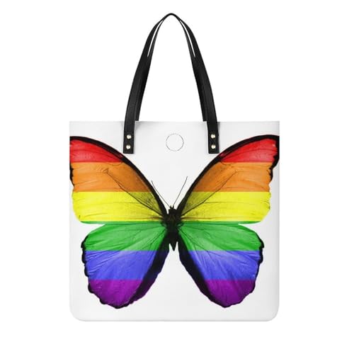Sac à bandoulière papillon arc-en-ciel grand cabas de voyage r&eacute;sistant et l&eacute;ger