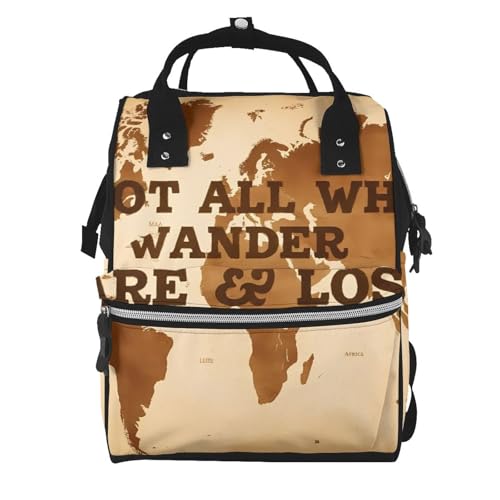 BERMEIZ Not All Those Who Wander Are Lost 2 Pattern Diaper Bag Backpack Large Capacity Multifunction with Insulated Pockets Waterproof Baby Diaper Bags Baby Travel Essentials for Newborns,Moms,Dads