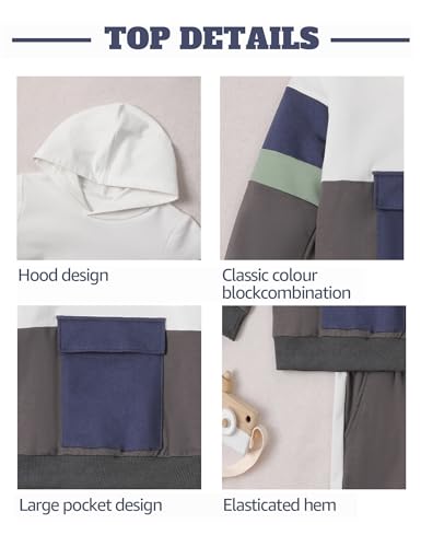 Image of mkodopy Boys Clothes Hoodie Sweatsuits Tops and Pants Boys Fall Winter Outfits Boy Clothing Set