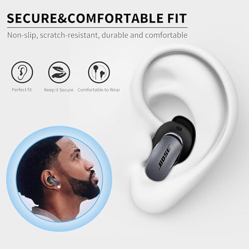 Agrifilm 3 Pairs Ear Tips Covers Compatible with Bose QuietComfort Earbuds II&Bose QuietComfort Ultra Earbuds (S/M/L)-Black