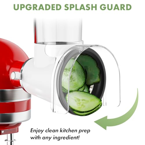 Image of Cheese Grater Attachment for KitchenAid, Large Cheese Grater with 3-inch Feed Chute and Splash-Proof Barrier, Cheese Shredder, For Kitchen Aid Accessories and Attachments, Dishwasher Safe By Cofun