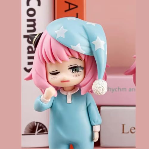 Image of Blue Aura Anya Forger Action Figure Height-13cm Collectible Multicolour PVC | Anya Blue nightsuite Smiling
