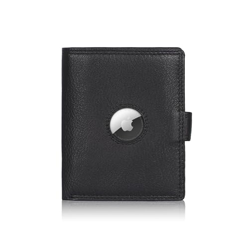 Image of TDG AirTag Pop-Up Leather Wallet for Men (Airtag Not Included) | RFID Smart Trifold 16+ Cards | Top Grain | Gift Ready | Handmade in India (Black)