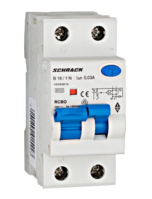 FI/LS Interruptor de protección combinado RCBO  B16A 30 mA tipo VDE