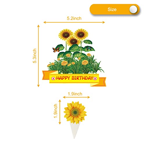 25 Pcs Sunflower Cupcake Toppers For Sunflower Birthday Party Decorations Supplies #TOP4
