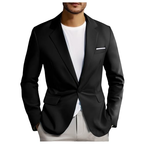 Mens Casual Blazer Jacket Lightweight Sports Coat Big and Tall One Button Business Office Suit Regular Fit Textured