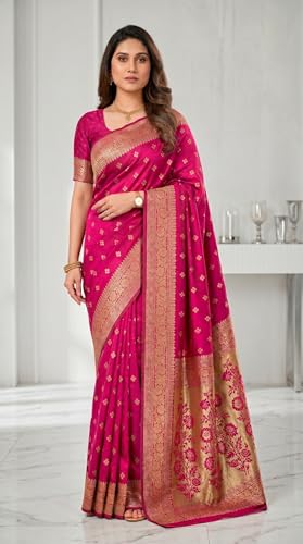 Image of C J Enterprise Women's Banarasi Saree Pure Kanjivaram Style Silk Saree With Blouse Piece for Wedding (Pari-160)