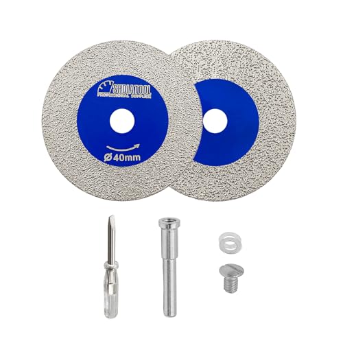 SHDIATOOL Diamant-Glas-Trennscheibe, 2 Stück 40mm Mini-Diamant-Sägeblätter mit 1 Stück 6mm Schaft für Fliesen Keramik Porzellan Marmor Granit Kunststein auf Bohrmaschine 2er-Pack SHDIATOOL Diamant-Glas-Trennscheibe, 2 Stück 40mm Mini-Diamant-Sägeblätter mit 1 Stück 6mm Schaft für Fliesen Keramik Porzellan Marmor Granit Kunststein auf Bohrmaschine 2er-Pack
