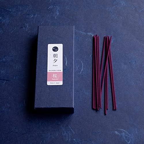 Asayu Japanese Low Smoke Incense Sticks Sakura Cherry Blossom Scent (40gr), Made in Japan Quality, Natural Material Incense - Sakura Cherry Blossom Individual Pack 40 gr