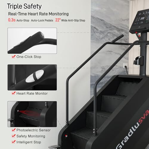 Image of Stairmaster Stair Climber Machine, 610LBS Commercial Stair Stepper with LED Display & Button Controls, 15 Resistance Levels, Heart Rate Monitor, 9 Programs, Wireless Charging