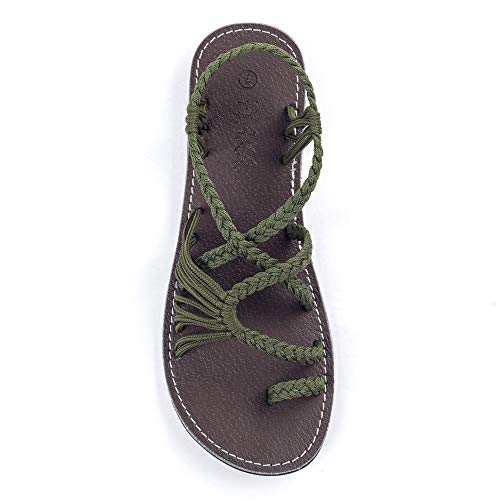 Image of Plaka Flat Sandals for Women Palm Leaf