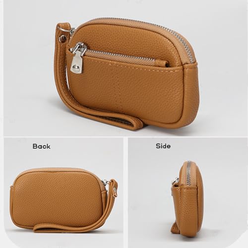 ChangeWallet,Change Holder Change Purse,leather Coin Pouch Coin Purse for Women and Girls,Coin Purse Pouch with Wrist Strap Coin Wallet, Zero Wallet with Zipper for (brown)3