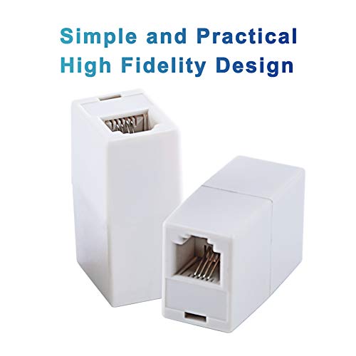 Rj11 Coupler, 2 Pack Telephone Phone Line Connector Coupler Rj11 6P4C Inline Keystone Jack Female To Female Straight Telephone Cable Cord Extension Adapter White #TOP2