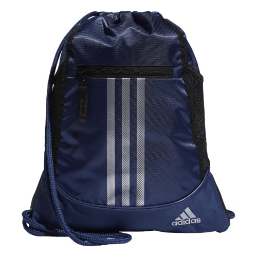 Image of adidas Unisex Alliance II Sackpack, Tech Indigo Blue /Metallic Silver, ONE SIZE