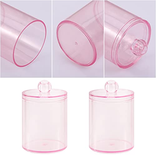 Tbestmax-2-Pack-Qtip-Holder-Bathroom-Jars-Canisters-for-Cotton-Ball-Swab-Pad-Storage-Dispenzer-Pink-10-Ounce