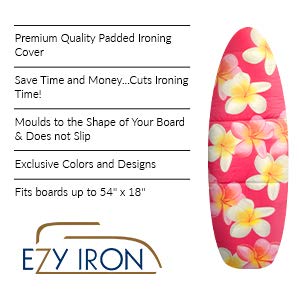 Ezy Iron Ironing Board Cover And Pad - Cuts Ironing Time In Half - 15X54 Inch -Thick Padding - Fits Small, Standard Size Extra Wide Large And 18 X 49 Inches - Premium Heavy Duty Padded Covers (Pink) #TOP1