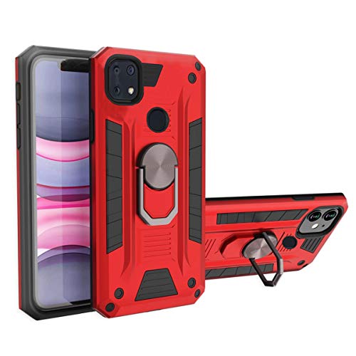 Tznzxm for ZTE ZMax 10 /ZTE Z6250 Ring Case, Military Grade [Impact Resistant][Defender][Metal Ring Grip][Magnetic Car Mount] Kickstand Protective Shockproof Case for Consumer Cellular ZMax 10 Red