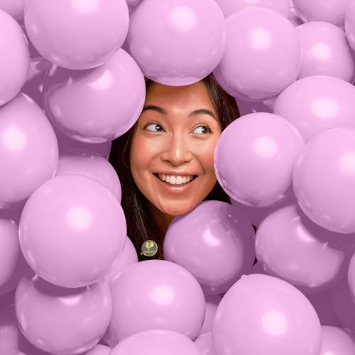 Image of AFTERLOON Biodegradable Natural Rubber Latex Mini Balloons 50 pcs Pastel Lilac 5 Inch, Plastic-Free Alternative Matte Color Durable Thickened Extra Strong Helium Float, Garland Wedding Decor