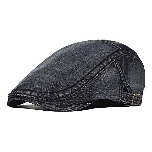 Men's Newsboy Cap Denim Cotton Vintage Ivy Gatsby Cabbie Hats Driving Hunting Cap Beret Hat (Black) Men's Newsboy Cap Denim Cotton Vintage Ivy Gatsby Cabbie Hats Driving Hunting Cap Beret Hat (Black)