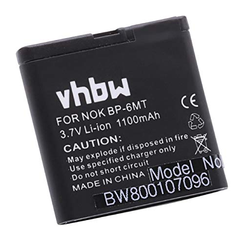 vhbw Batterie Li-ION 1100mAh (3.7V) pour téléphone Portable, Smartphone Nokia E51, N78, N81, N81 8GB, N82 comme BP-6MT, BL-6MT.