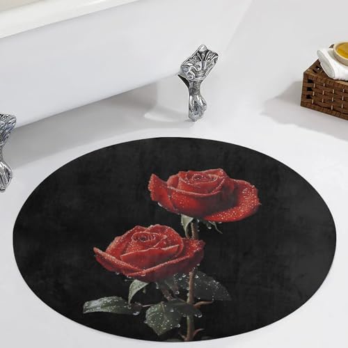 Alfombra de terciopelo diseño premium de rosas rojas de alta densidad 6