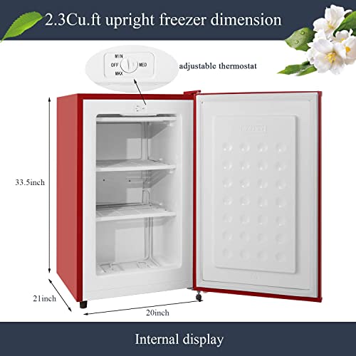 R.w.flame Mini Upright Freezer Compact Freezer - 2.3 Cu.ft Small Stand Up Freezer With Reversible Door For Home Office, Red #TOP2