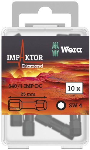 Punta para tornillos Wera duradera de color negro pack de 3 piezas de alta resistencia 4