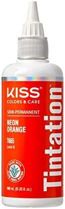 Red by Kiss Tintation Semi-Permanent Hair Color, Aloe Vera Water Based, Argan Oil, Olive Oil, Collagen & Keratin, Long-Lasting Color Dye (Neon Orange, 5 Fl Oz)