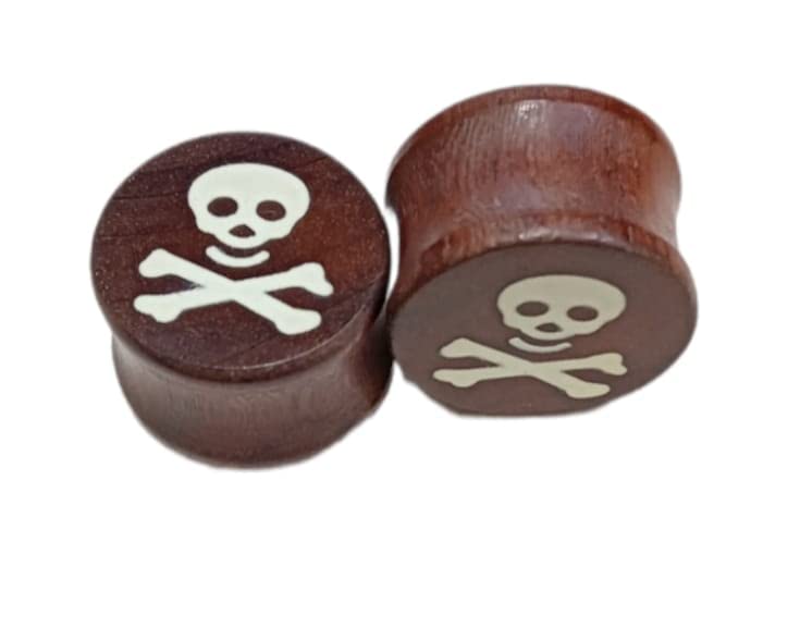 Wooden Alloy Ear Plug Flesh Tunnel Stretcher Ear Picering Elegant Ornaments 18mm,Danger Style-image-7