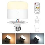 NookNova Rechargeable Light Bulbs with Remote, 10000mAh Battery Operated Light Detachable, 3CCT Battery Powered Dimmable Bulbs Wireless E26 USB Magnetic for Camping, Outdoor, Kitchen, Cabinet