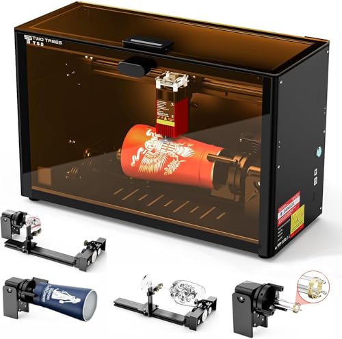 Image of 3IDEA Twotrees TS5 7W Laser Engraving Machine, with Rotary Laser Roller 4 in 1, Laser Case, Cylinder for Engraved Cups, Engraving Area 249x123x123mm