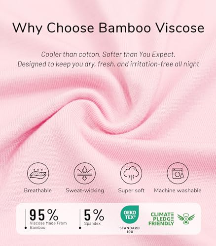 Image of NACHILA Pajamas Set for Women-Viscose Made from Bamboo, Sleeveless Pjs Cool V Neck Sleepwear Soft Capri Pants Pajama Sets