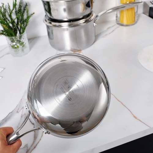Image of KEAWELL K3 Premium 1.5-Quart Tri-Ply Fully Clad Stainless Steel Saucepan with Lid, Induction & Oven Safe up to 600F, Even Heating, Professional Cookware for All Stovetops (1.5-Qt)