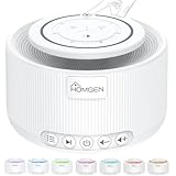 HOMGEN Biała maszyna do szumów 30 dźwięków biały hałas maszyna dla noworodka 5 poziomów jasności 7 kolorów przenośna lampa dla dziecka medytacja joga biuro