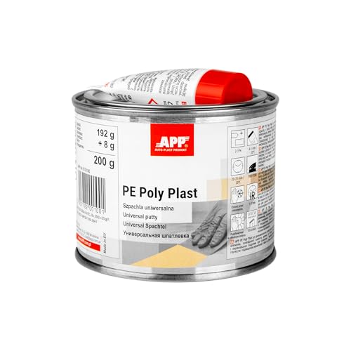 APP Poly Plast – Masilla de poliéster universal bicomponente | Masilla de carrocero coche, ideal también para metal, hierro, plástico, aluminio, hormigón y madera | Beige claro | 0,2 kg