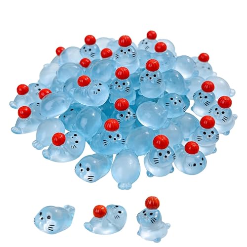 Mini Resin Animal Toys - 60 Pack Glow Seal Figures Decorative Set Cute Craft Style | Home Office Desk Ornament for Indoor Outdoo