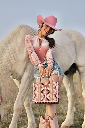 Image of Montana West X Wrangler Tote Bag for Women Boho Aztec Shoulder Purse Top Handle Satchel Handbag
