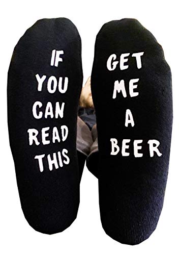 If You Can Read This Get Me A Beer Socks Combed Cotton NON SLIP Full Cushioned Crew Sock Men