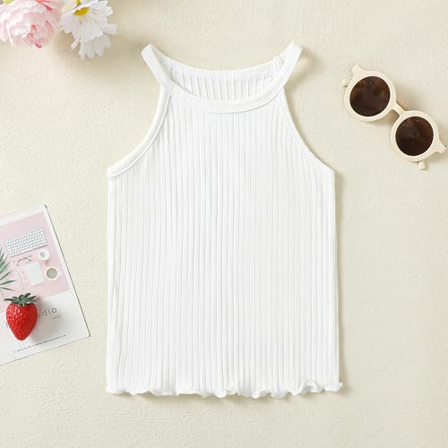 Image of ROMPERINBOX Toddler Tank Tops Girls 3 Pack Ribbed Knit Multipacks Halter Top Camisoles Undershirt
