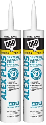 DAP Alex Plus Acrylic Latex Caulk, White, 10.1 Oz (7079818152) (Pack of 2)