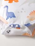 Newborn Baby Boys Outfits Infant Romper Dinosaur Print Overall Adjustable Suspenders Pants Bodysuit 2pcs Set