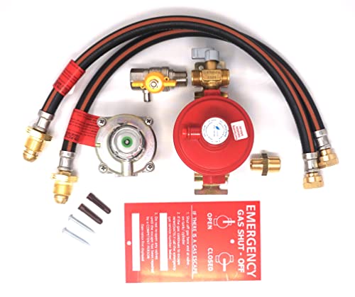 Tezla Kit de regulador de propano manual doble O.P.S.O con coletas POL
