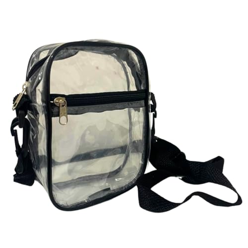 Bolsa Transversal Transparente PVC, 20x15x6 cm, Alça Ajustável, Unissex