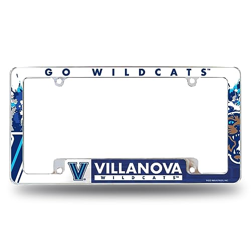Rico Industries NCAA Villanova Wildcats Primary 12" x 6" Chrome All Over Automotive License Plate Frame for Car/Truck/SUV