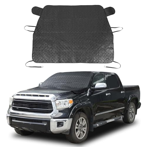 Image of Windshield Snow Cover Fit for Toyota Tundra 2007-2021, Front Windshield Cover for Ice and Snow, Auto Extra Thick Windshield Ice Cover Protects Windshield from Rain, Sun, Frost (Black)