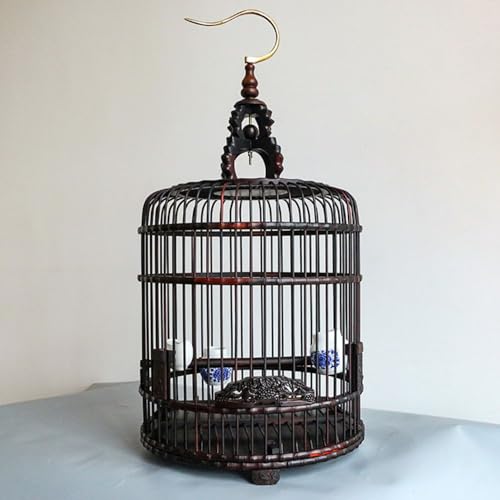 Cage pour oiseaux volière en bois avec crochet cage à oiseaux ronde portable pour troglodyte - 4