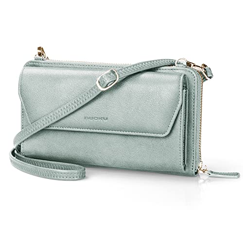 Image of nuoku RFID Blocking Wristlet Wallet for Women, Zip-Around Crossbody Clutch with 2 Removable Straps