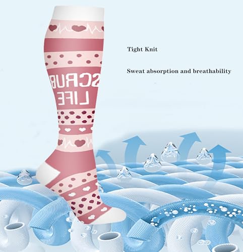 Image of Women's Knee High Compression Socks for Running Work Support Nurses Pregnancy Travel,Colorful Over The Calf Socks,#W402